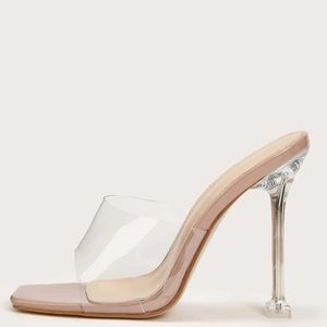 Clear/nude open toe mules Size 38 EU
